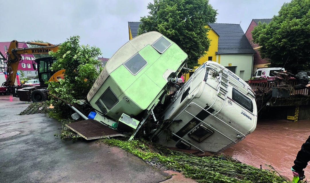 Aufräumarbeiten nach der Unwetterlage in Rudersberg