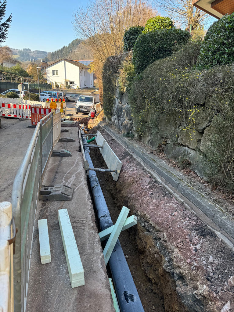 Verlegung der Rohre Baustelle
